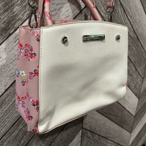 Love Betsey By Betsey Johnson Handbag White Pink Floral Strawberry Accent Purse